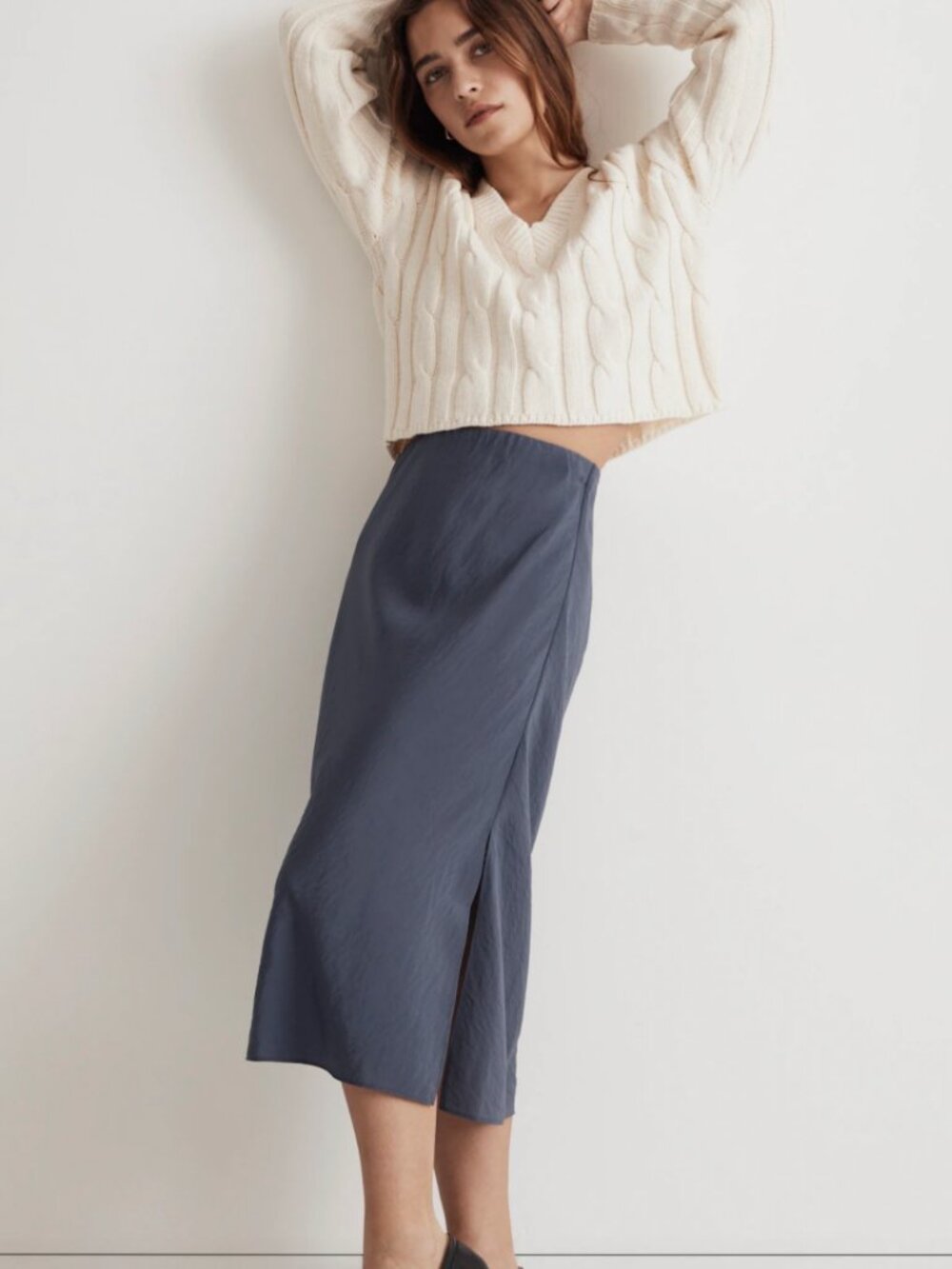 Madewell The Layton Midi Slip Skirt in Size 4 in Nighttime NWT